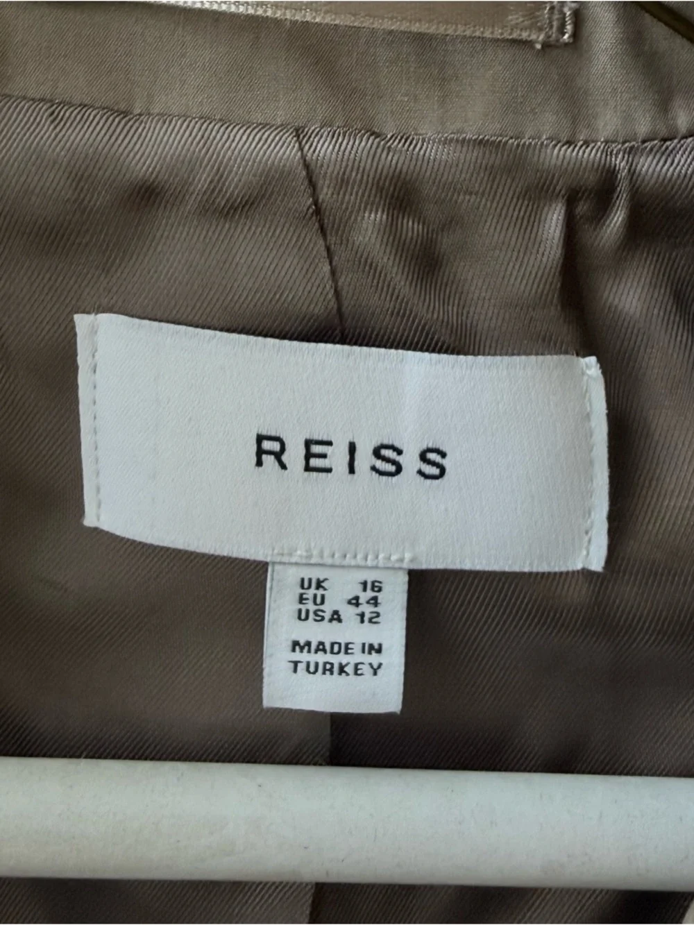 REISS Hope Single Breasted‎ Cotton Blazer Taupe size 12